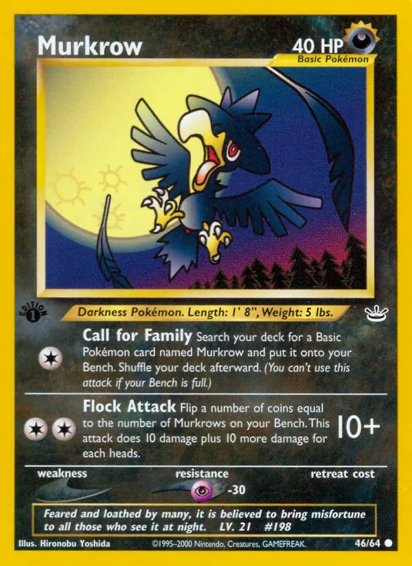 Carta Murkrow, número 46/64 da coleção Neo Revelation