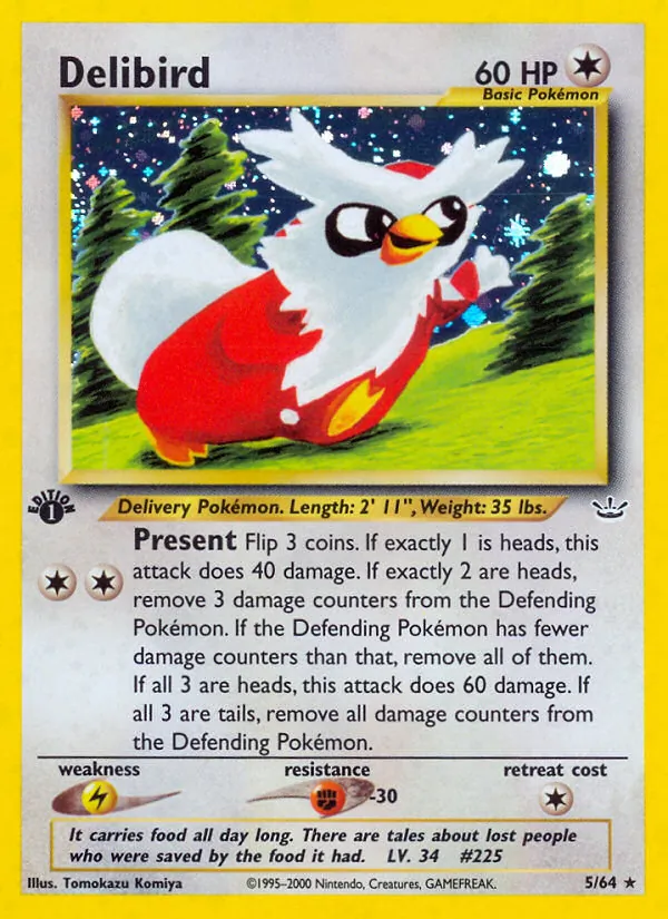 Carta Delibird, número 5/64 da coleção Neo Revelation
