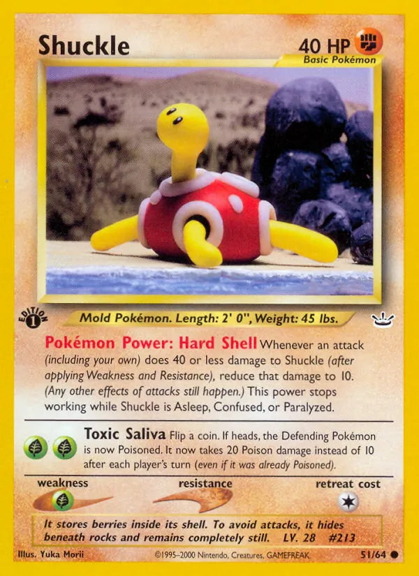 Carta Shuckle, número 51/64 da coleção Neo Revelation