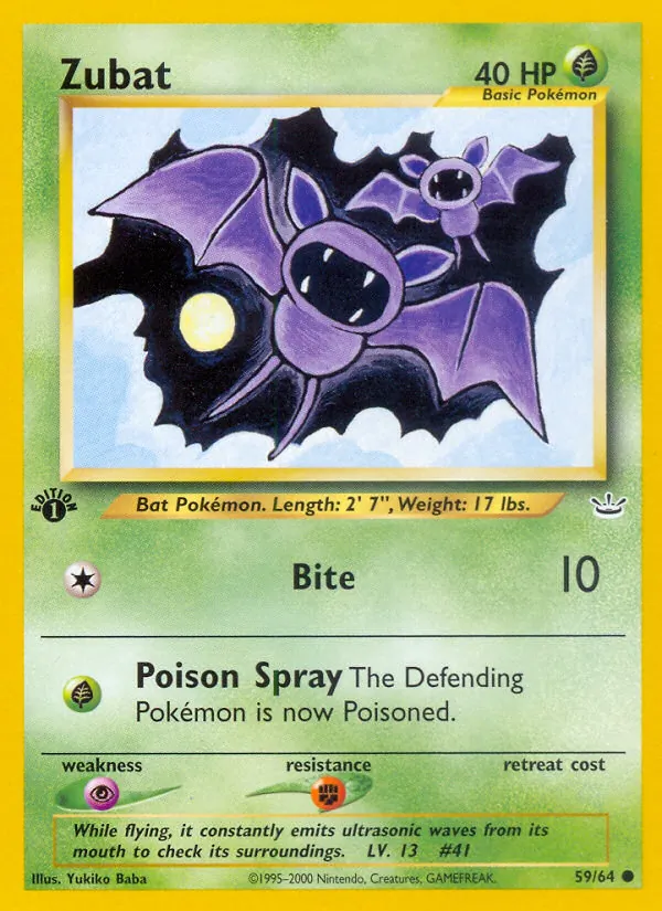 Carta Zubat, número 59/64 da coleção Neo Revelation