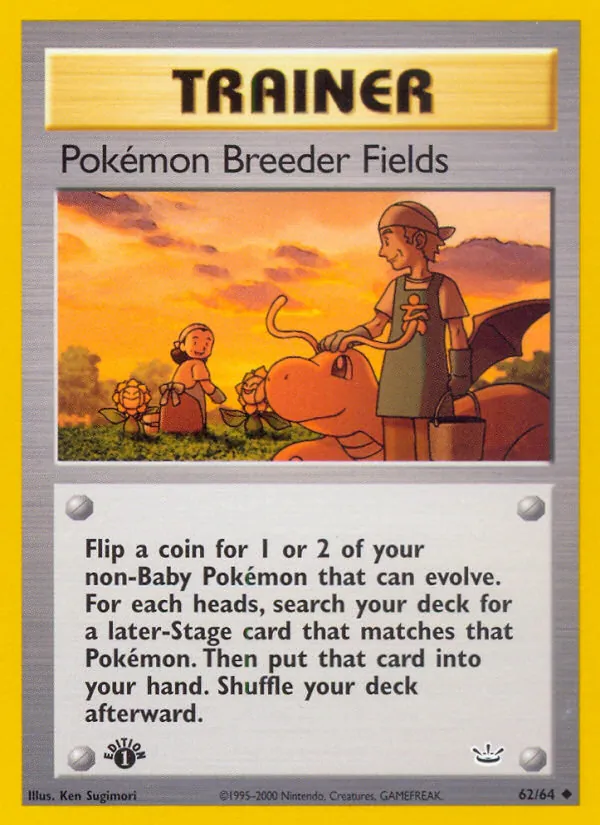 Carta Pokémon Breeder Fields, número 62/64 da coleção Neo Revelation