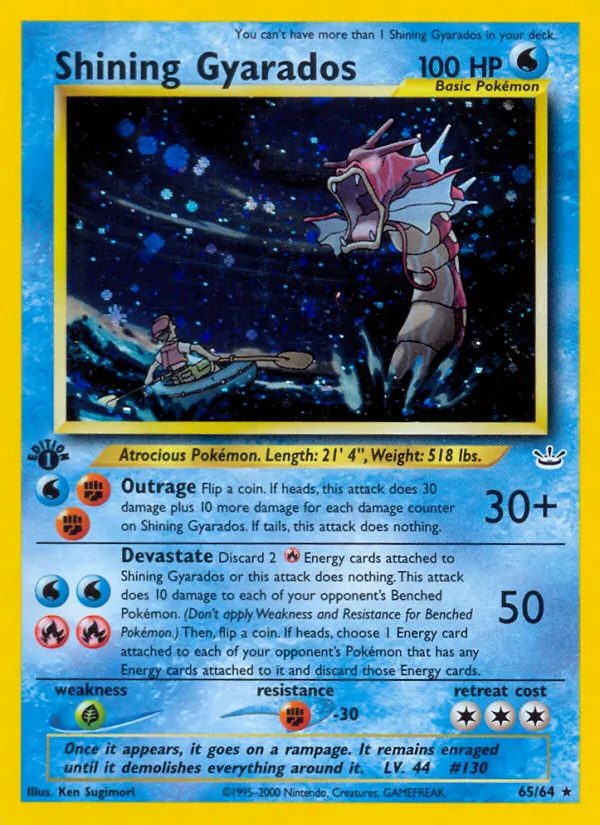 Carta Shining Gyarados, número 65/64 da coleção Neo Revelation