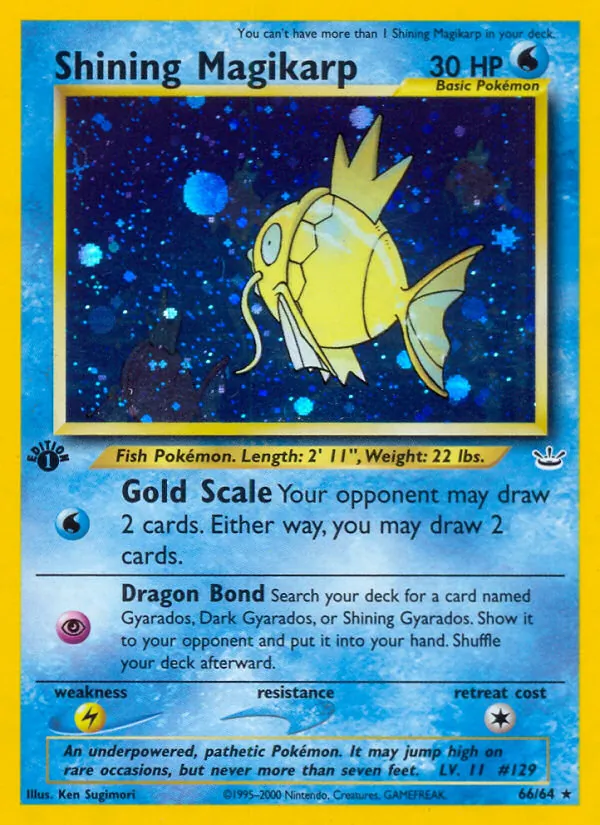 Carta Shining Magikarp, número 66/64 da coleção Neo Revelation