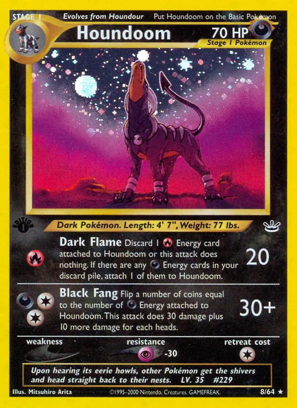Carta Houndoom, número 8/64 da coleção Neo Revelation