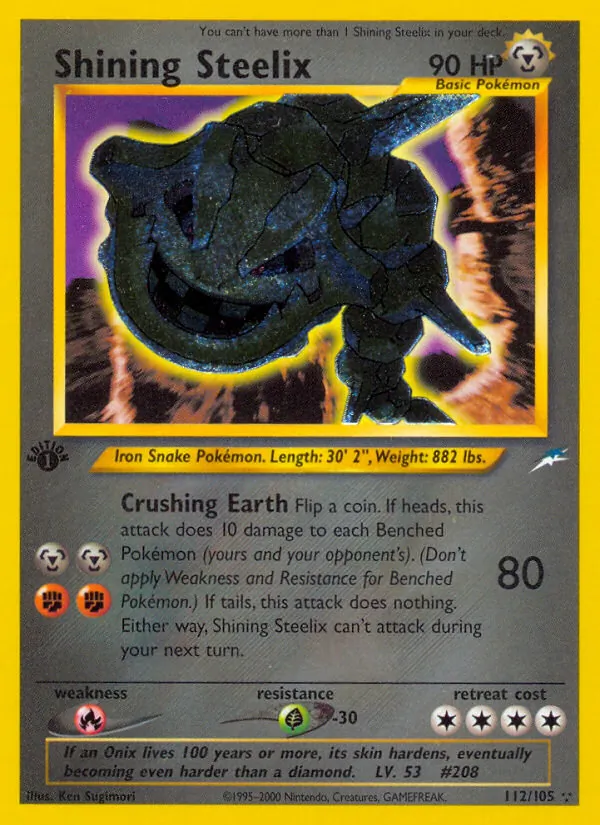 Carta Shining Steelix, número 112/105 da coleção Neo Destiny