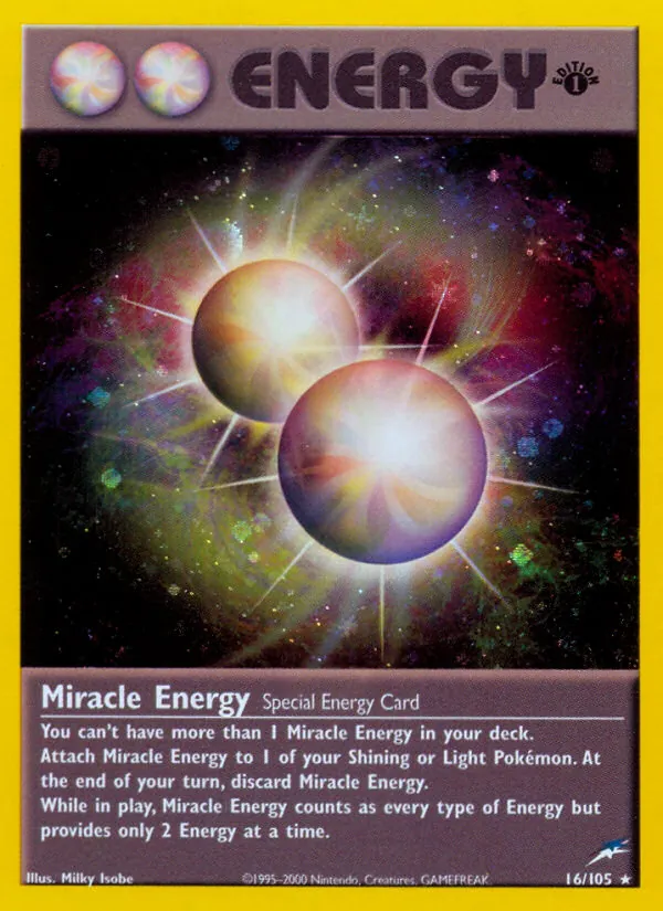 Carta Miracle Energy, número 16/105 da coleção Neo Destiny