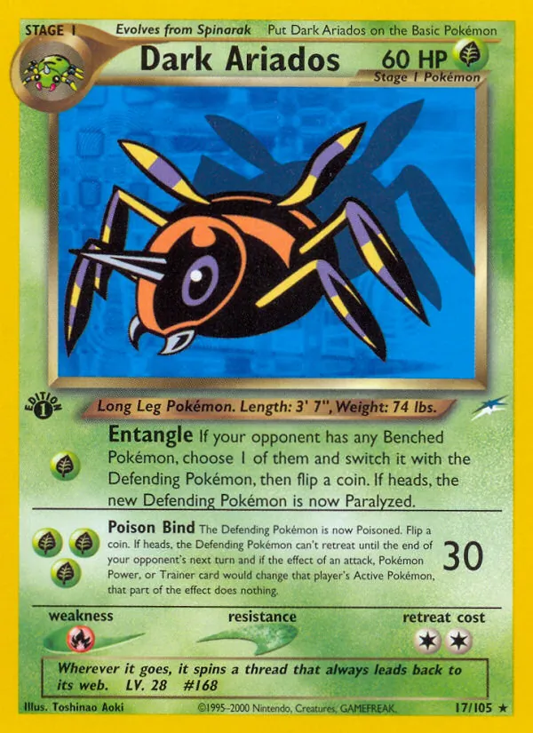 Carta Dark Ariados, número 17/105 da coleção Neo Destiny