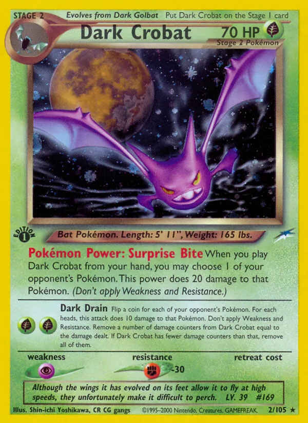 Carta Dark Crobat, número 2/105 da coleção Neo Destiny