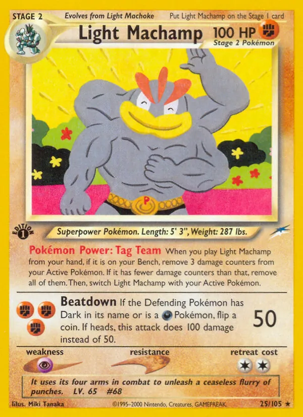 Carta Light Machamp, número 25/105 da coleção Neo Destiny