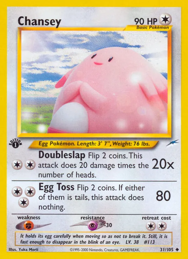 Carta Chansey, número 31/105 da coleção Neo Destiny