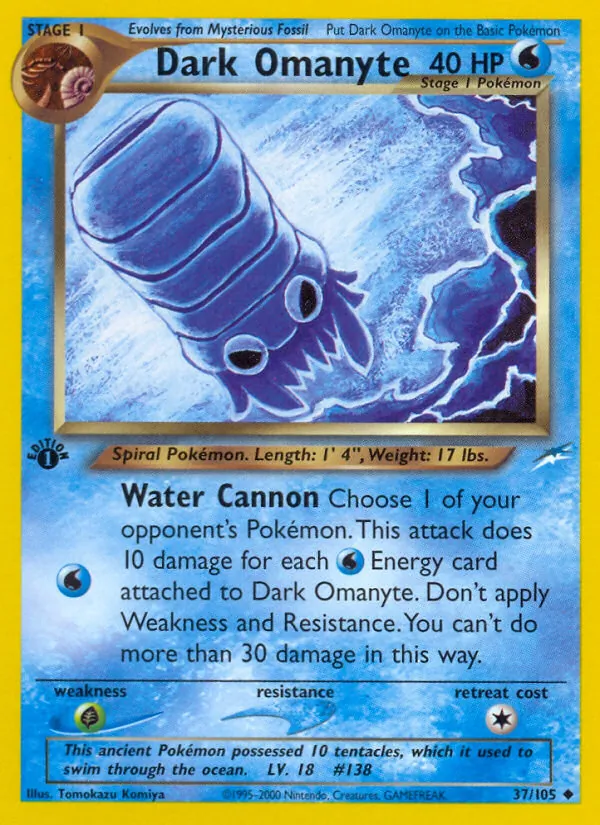 Carta Dark Omanyte, número 37/105 da coleção Neo Destiny
