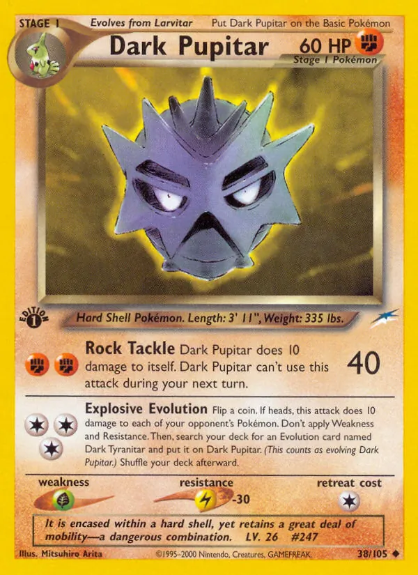 Carta Dark Pupitar, número 38/105 da coleção Neo Destiny