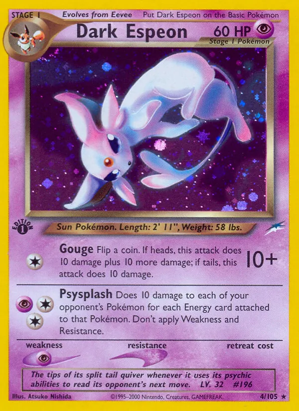 Carta Dark Espeon, número 4/105 da coleção Neo Destiny