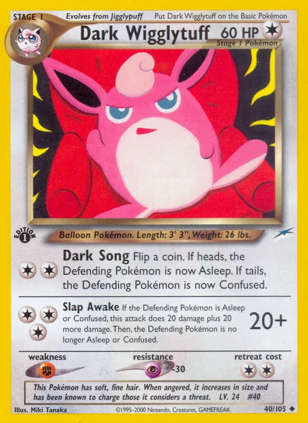 Carta Dark Wigglytuff, número 40/105 da coleção Neo Destiny