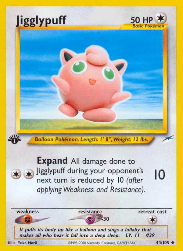 Carta Jigglypuff, número 44/105 da coleção Neo Destiny