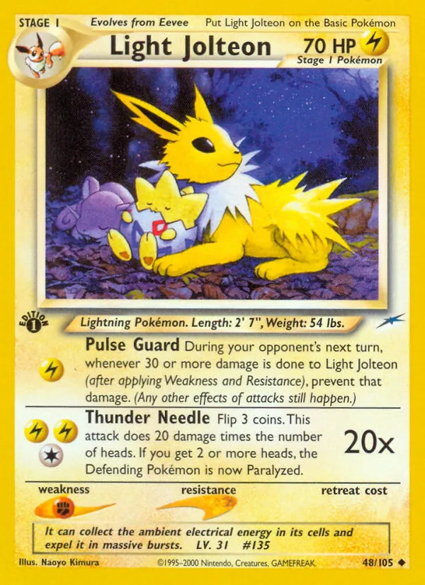 Carta Light Jolteon, número 48/105 da coleção Neo Destiny
