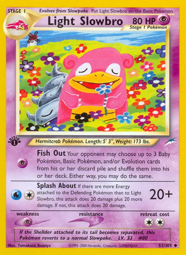 Carta Light Slowbro, número 51/105 da coleção Neo Destiny