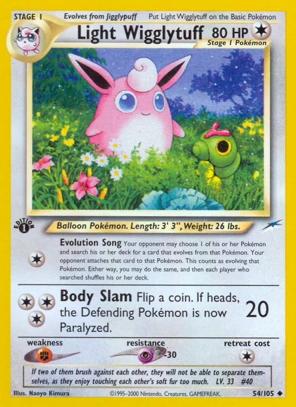 Carta Light Wigglytuff, número 54/105 da coleção Neo Destiny