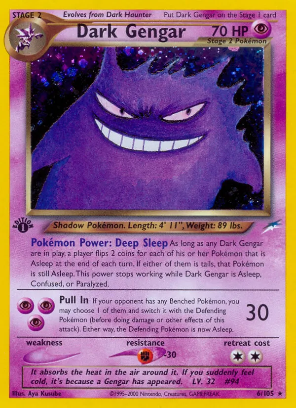 Carta Dark Gengar, número 6/105 da coleção Neo Destiny