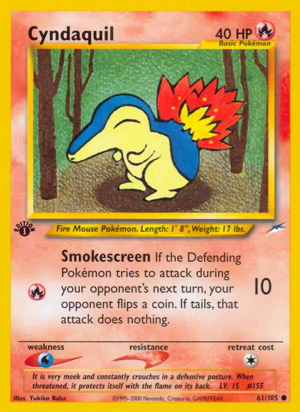 Carta Cyndaquil, número 61/105 da coleção Neo Destiny