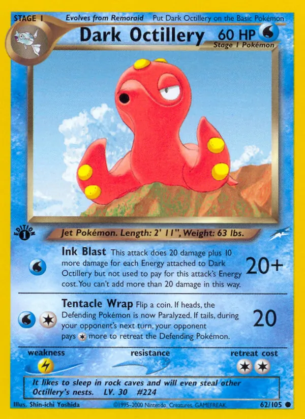 Carta Dark Octillery, número 62/105 da coleção Neo Destiny