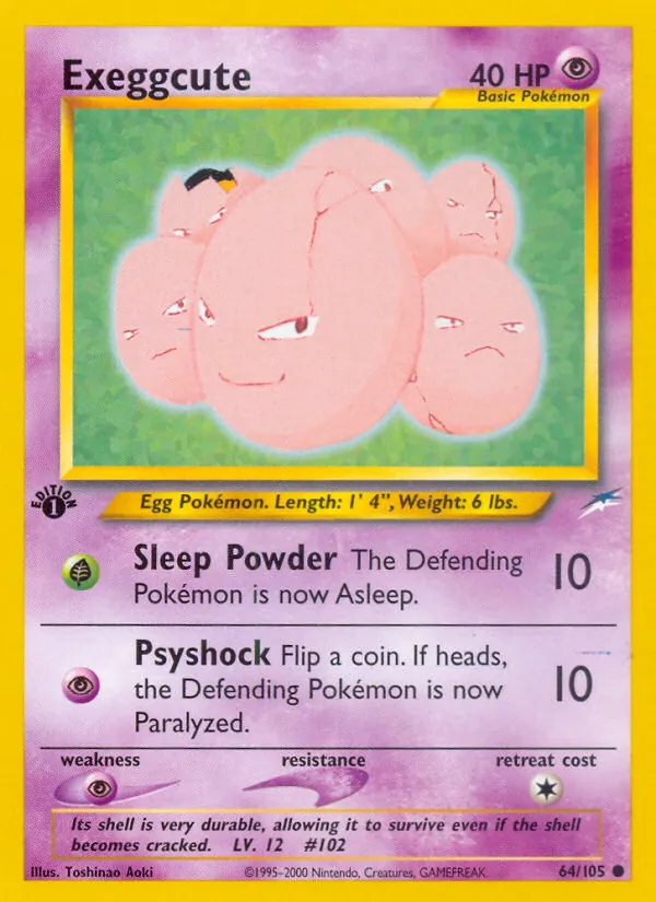 Carta Exeggcute, número 64/105 da coleção Neo Destiny