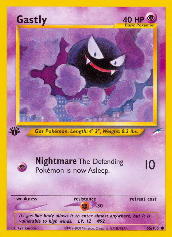 Carta Gastly, número 65/105 da coleção Neo Destiny