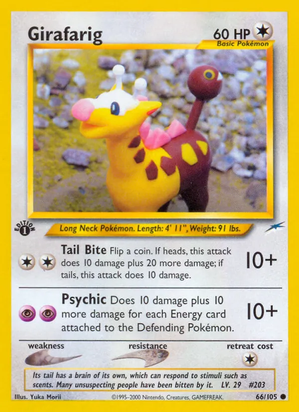 Carta Girafarig, número 66/105 da coleção Neo Destiny