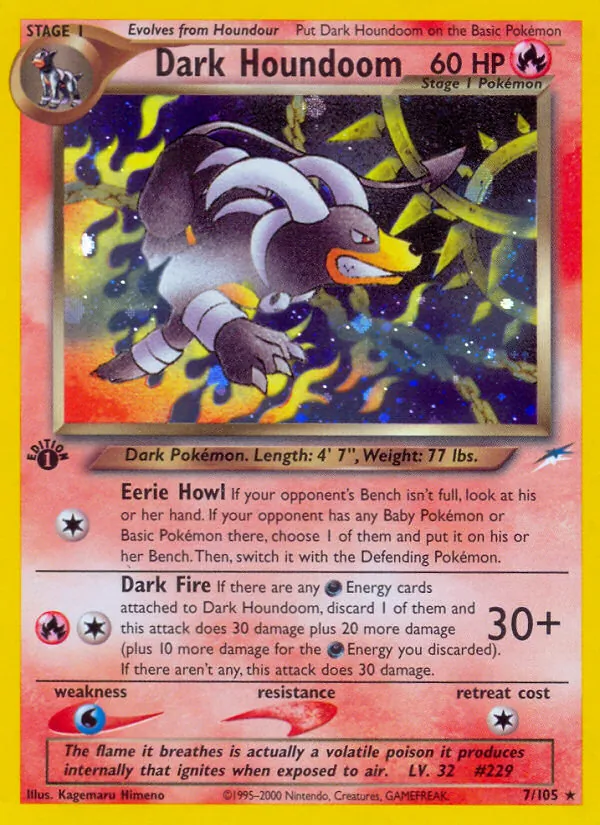 Carta Dark Houndoom, número 7/105 da coleção Neo Destiny