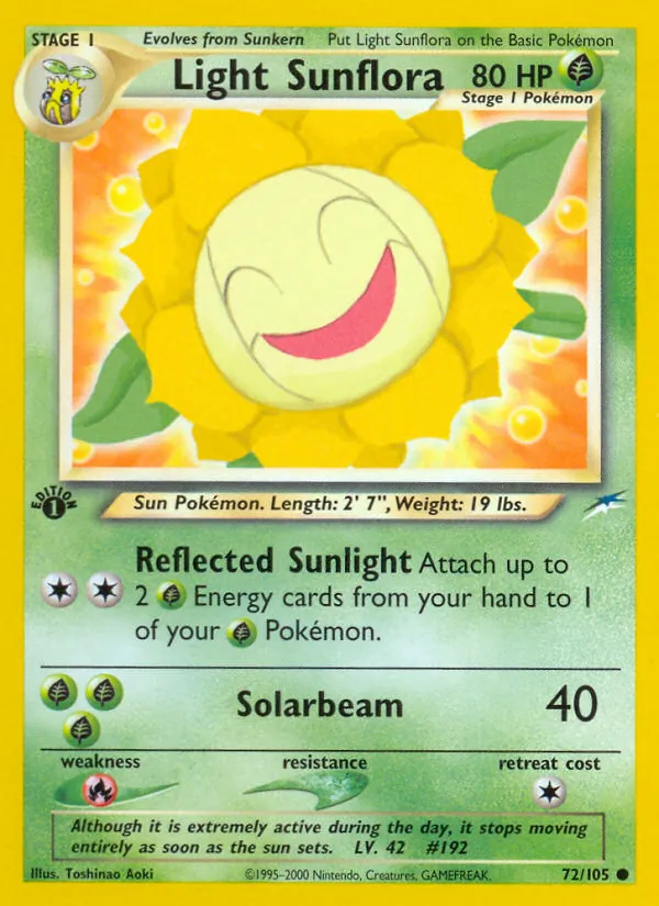 Carta Light Sunflora, número 72/105 da coleção Neo Destiny