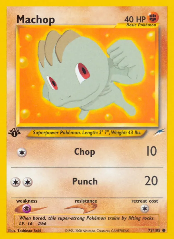 Carta Machop, número 73/105 da coleção Neo Destiny