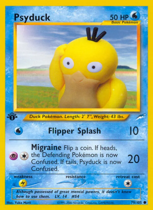 Carta Psyduck, número 79/105 da coleção Neo Destiny