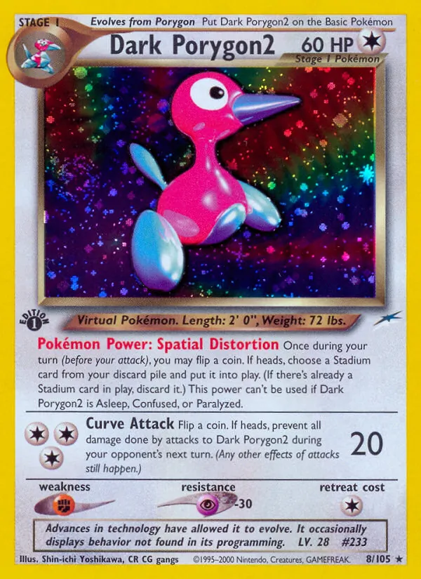 Carta Dark Porygon2, número 8/105 da coleção Neo Destiny