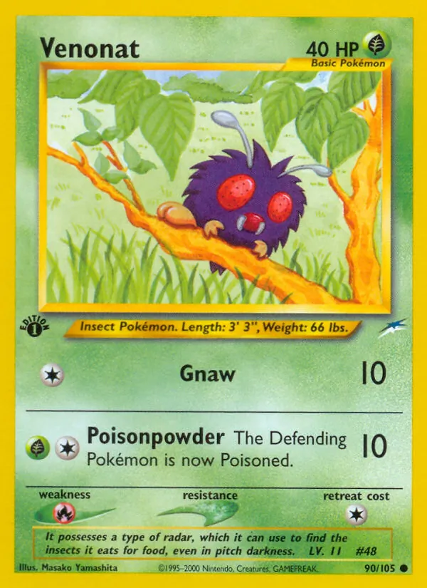Carta Venonat, número 90/105 da coleção Neo Destiny