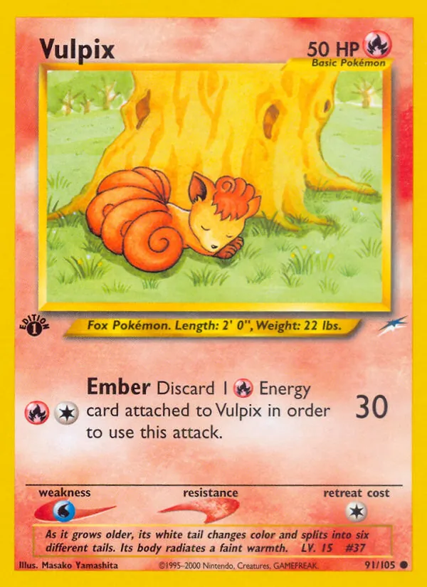 Carta Vulpix, número 91/105 da coleção Neo Destiny