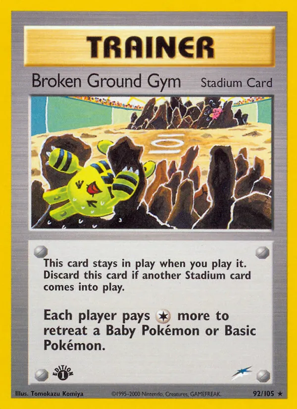 Carta Broken Ground Gym, número 92/105 da coleção Neo Destiny