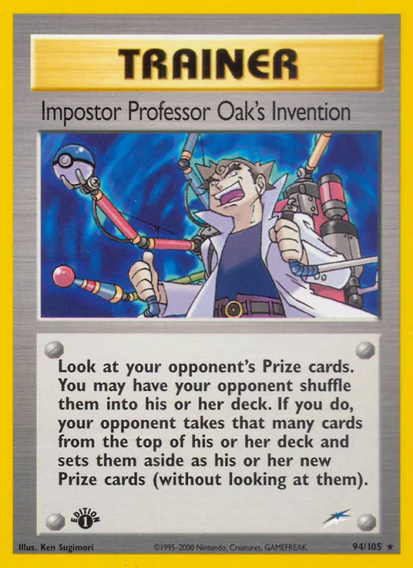 Carta Impostor Professor Oak's Invention, número 94/105 da coleção Neo Destiny