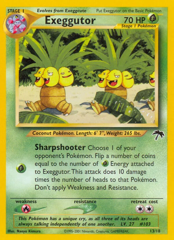 Carta Exeggutor, número 13/18 da coleção Southern Islands