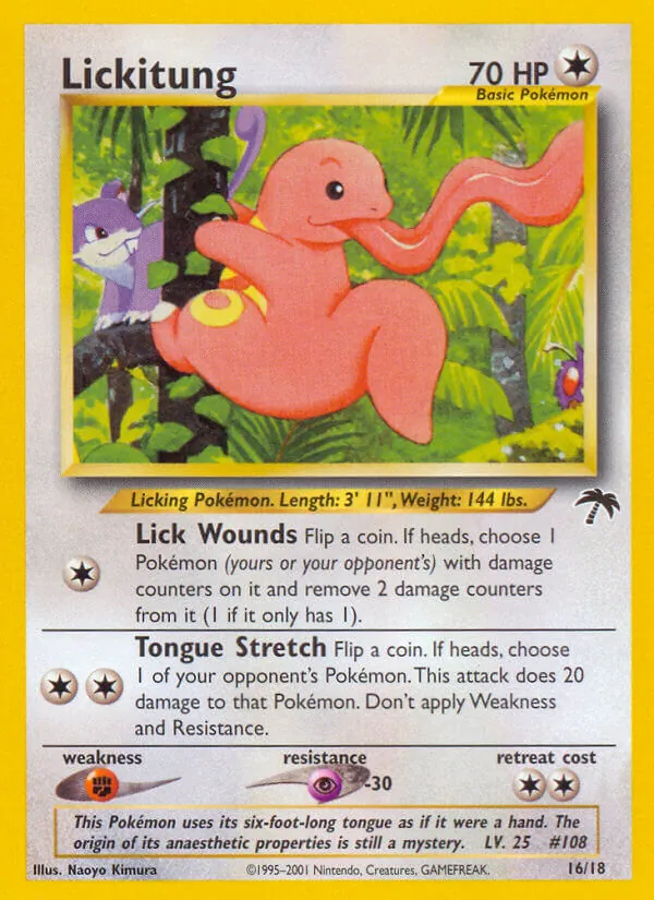 Carta Lickitung, número 16/18 da coleção Southern Islands