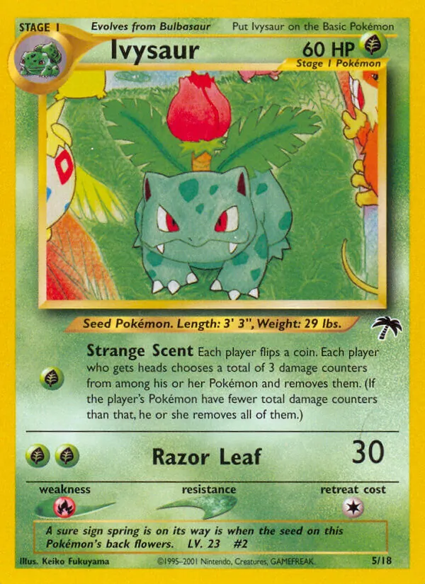 Carta Ivysaur, número 5/18 da coleção Southern Islands