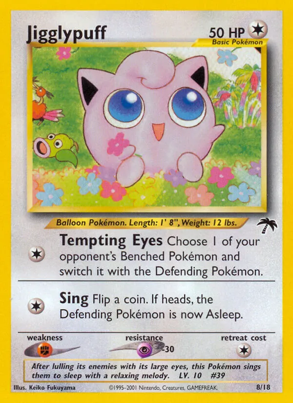 Carta Jigglypuff, número 8/18 da coleção Southern Islands