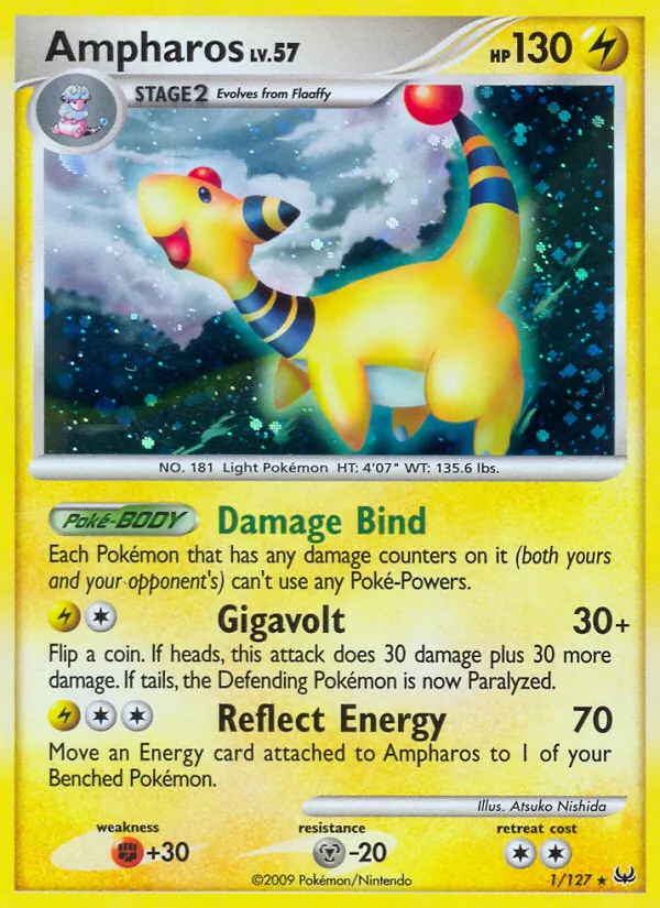 Carta Ampharos, número 1/127 da coleção Platinum