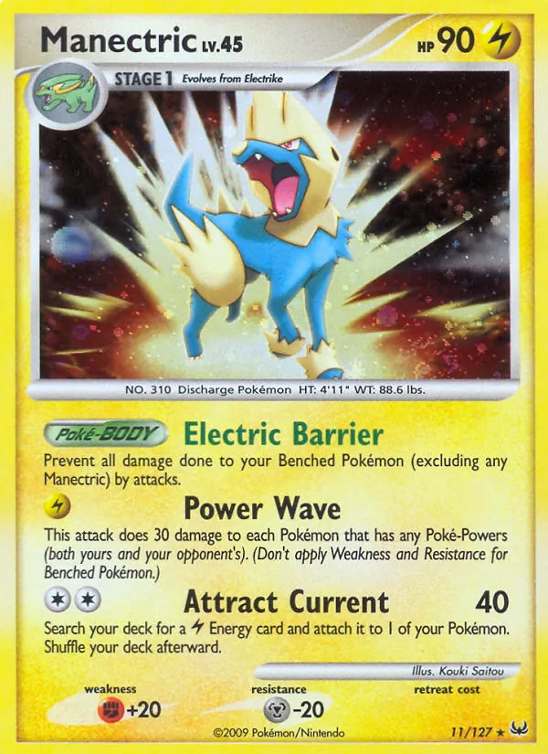 Carta Manectric, número 11/127 da coleção Platinum