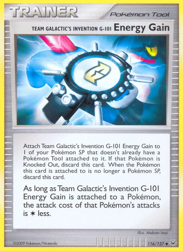 Carta Team Galactic's Invention G-101 Energy Gain, número 116/127 da coleção Platinum