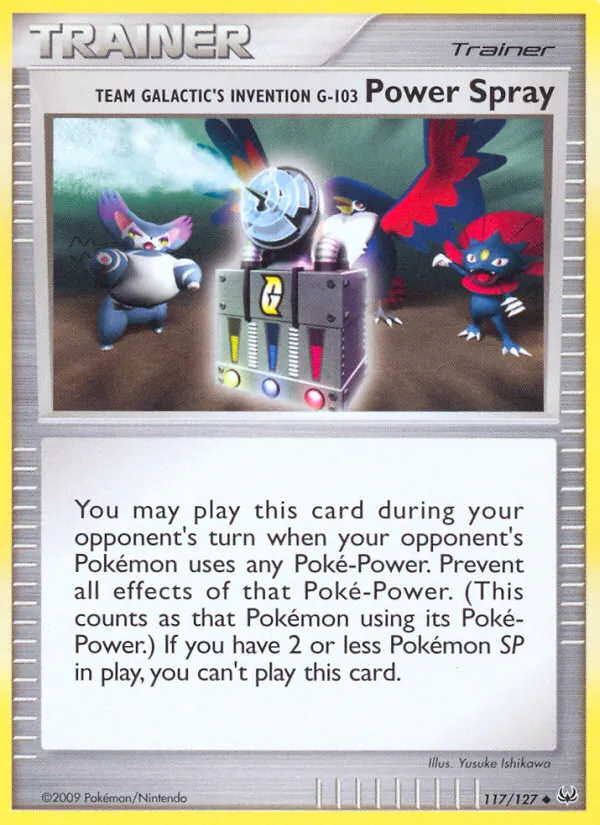 Carta Team Galactic's Invention G-103 Power Spray, número 117/127 da coleção Platinum