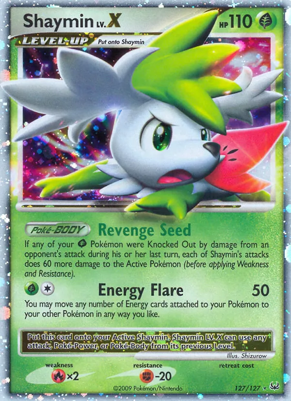 Carta Shaymin LV.X, número 127/127 da coleção Platinum