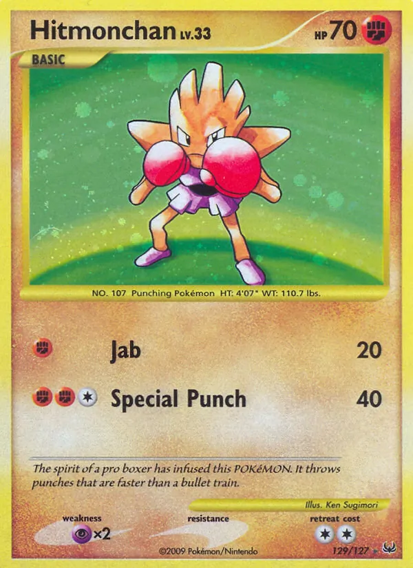 Carta Hitmonchan, número 129/127 da coleção Platinum