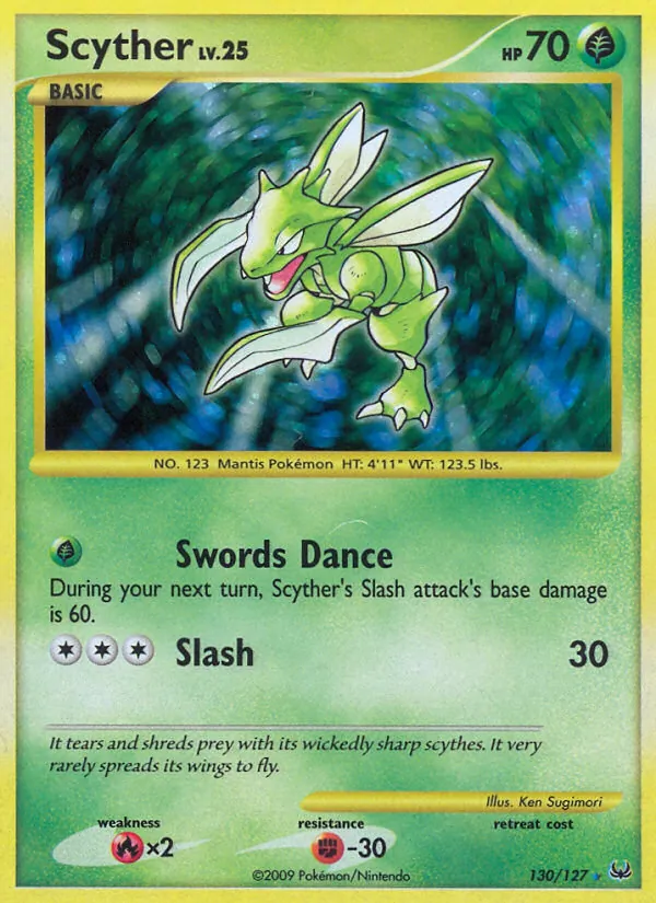 Carta Scyther, número 130/127 da coleção Platinum