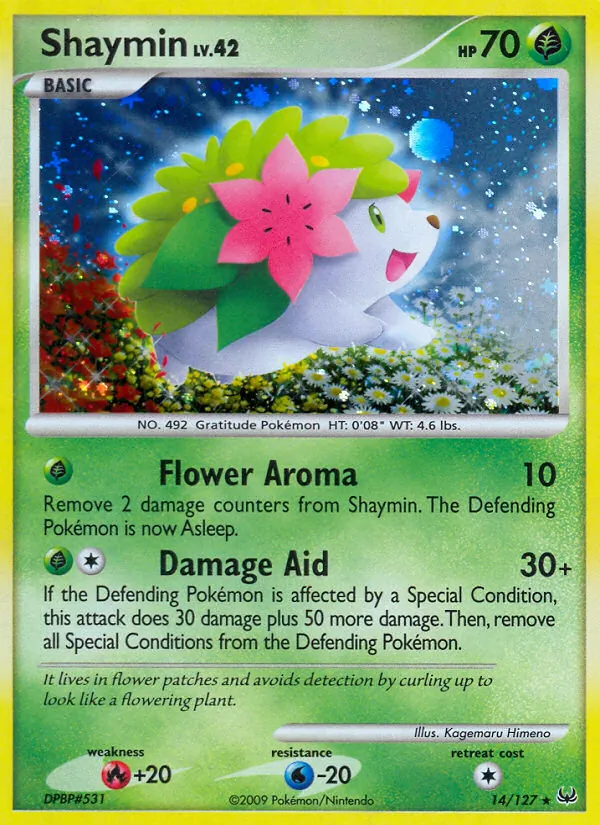 Carta Shaymin, número 14/127 da coleção Platinum