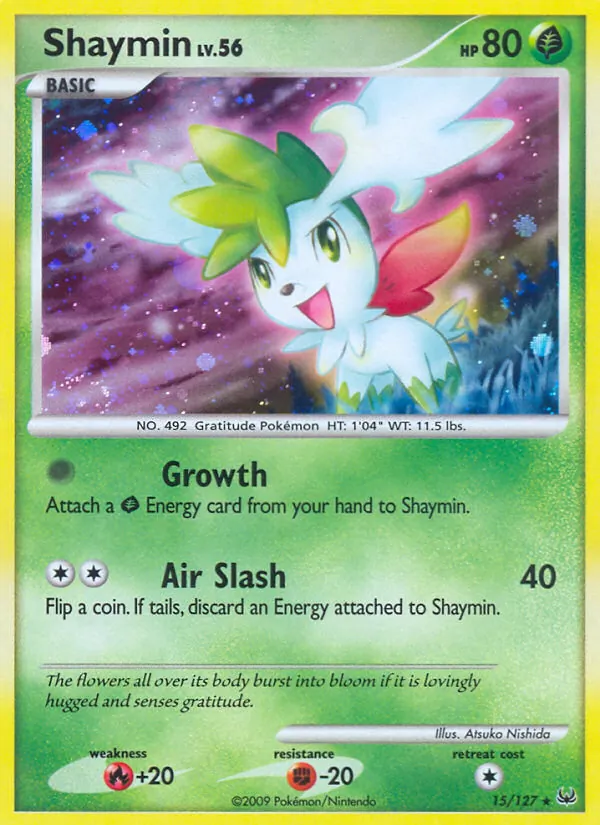 Carta Shaymin, número 15/127 da coleção Platinum